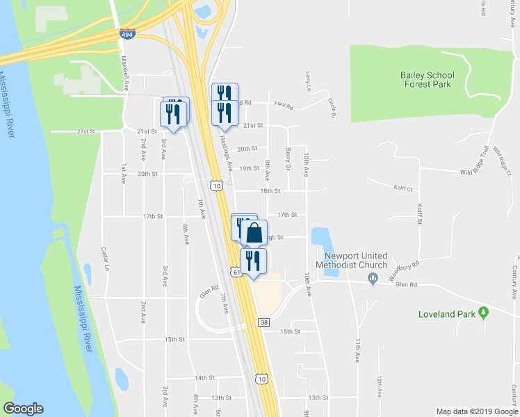 map of restaurants, bars, coffee shops, grocery stores, and more near 1783 8th Avenue in Newport