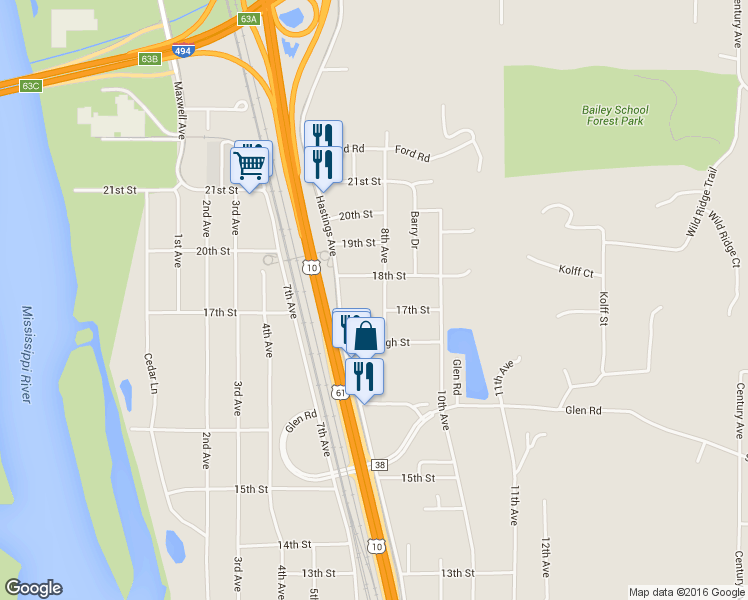 map of restaurants, bars, coffee shops, grocery stores, and more near 784 18th Street in Newport