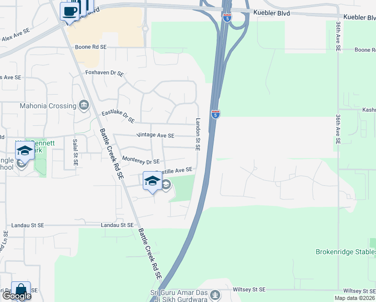 map of restaurants, bars, coffee shops, grocery stores, and more near 2956 Bridgeport Avenue Southeast in Salem