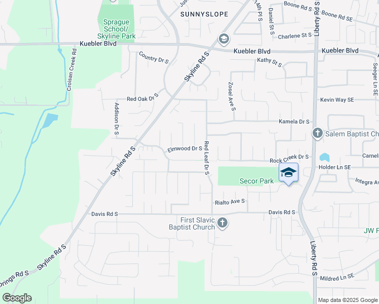 map of restaurants, bars, coffee shops, grocery stores, and more near 2014 Elmwood Drive South in Salem