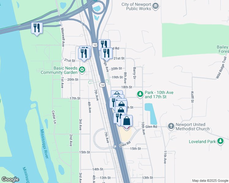map of restaurants, bars, coffee shops, grocery stores, and more near 1778 Hastings Avenue in Newport