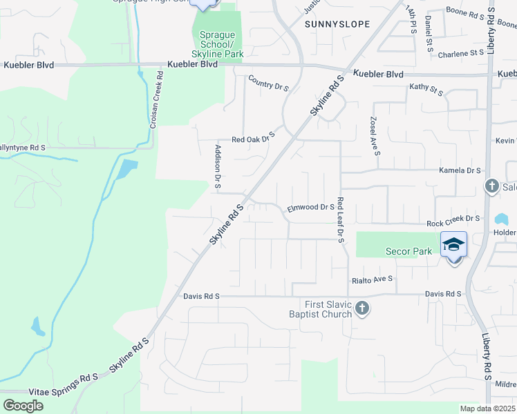 map of restaurants, bars, coffee shops, grocery stores, and more near 2150 Maplewood Drive South in Salem