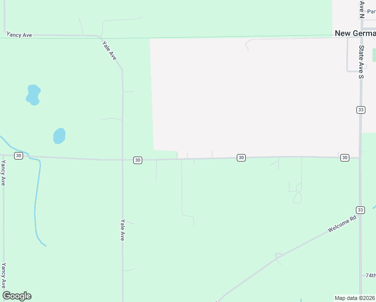 map of restaurants, bars, coffee shops, grocery stores, and more near 18180 County Road 30 in New Germany