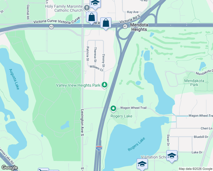 map of restaurants, bars, coffee shops, grocery stores, and more near 2166 Timmy Street in Mendota Heights