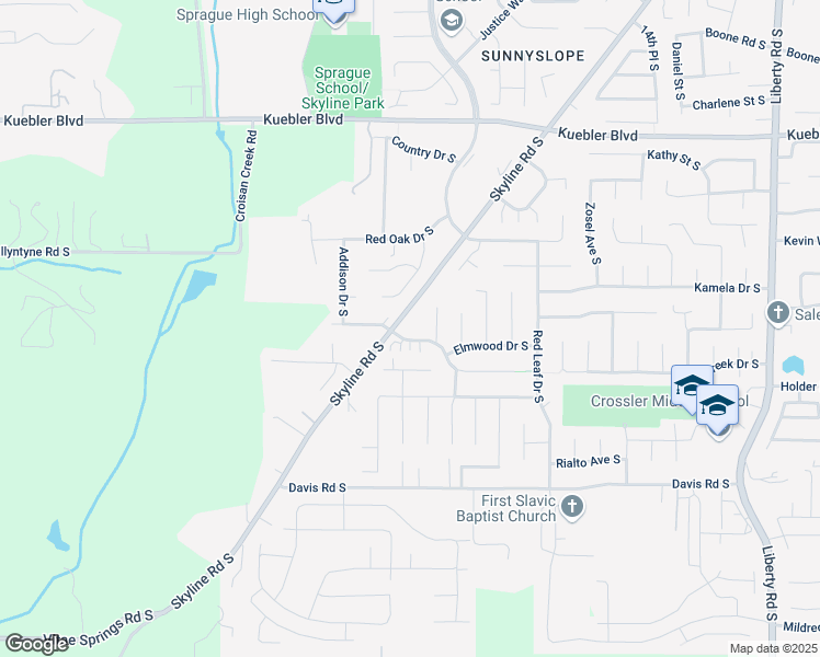 map of restaurants, bars, coffee shops, grocery stores, and more near 2185 Maplewood Drive South in Salem