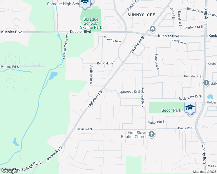 map of restaurants, bars, coffee shops, grocery stores, and more near 2189 Maplewood Drive South in Salem