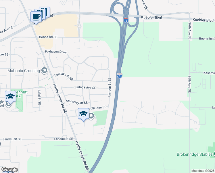 map of restaurants, bars, coffee shops, grocery stores, and more near 2953 Bridgeport Avenue Southeast in Salem