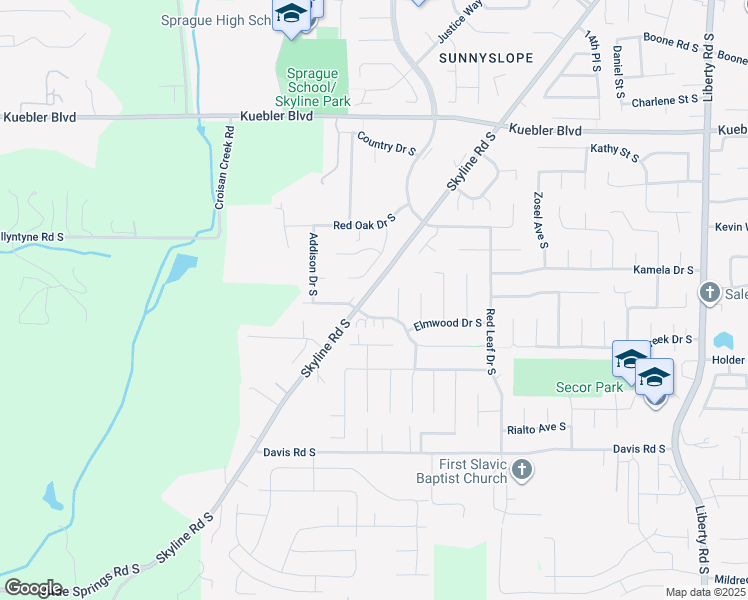 map of restaurants, bars, coffee shops, grocery stores, and more near 2150 Maplewood Drive South in Salem