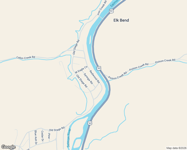 map of restaurants, bars, coffee shops, grocery stores, and more near 131 Redwood Road in Salmon