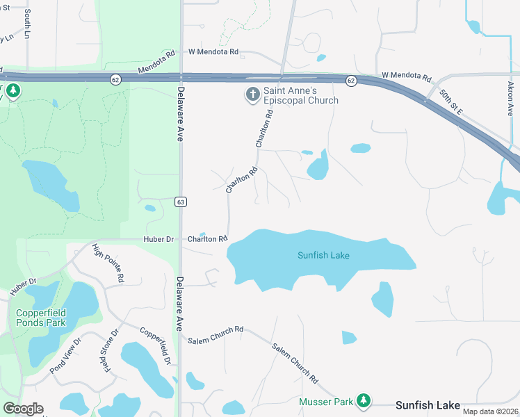 map of restaurants, bars, coffee shops, grocery stores, and more near 2154 Charlton Road in Sunfish Lake