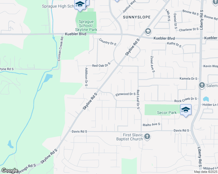map of restaurants, bars, coffee shops, grocery stores, and more near 2150 Maplewood Drive South in Salem
