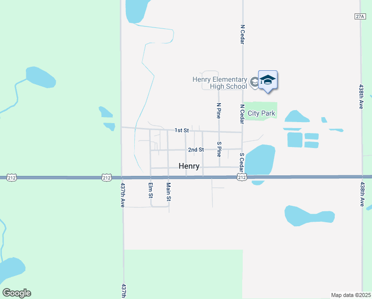 map of restaurants, bars, coffee shops, grocery stores, and more near 102 Oak Street in Henry