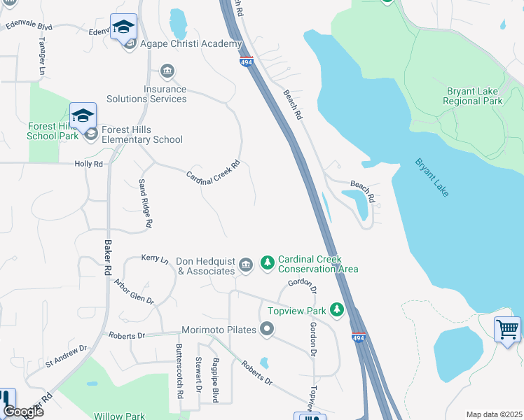 map of restaurants, bars, coffee shops, grocery stores, and more near 6880 Stonewood Court in Eden Prairie