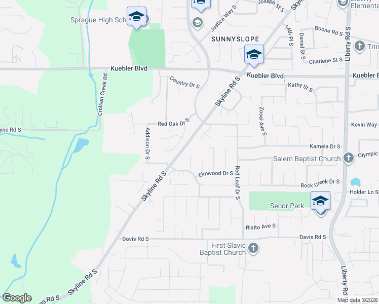 map of restaurants, bars, coffee shops, grocery stores, and more near 5321 Fox Court South in Salem