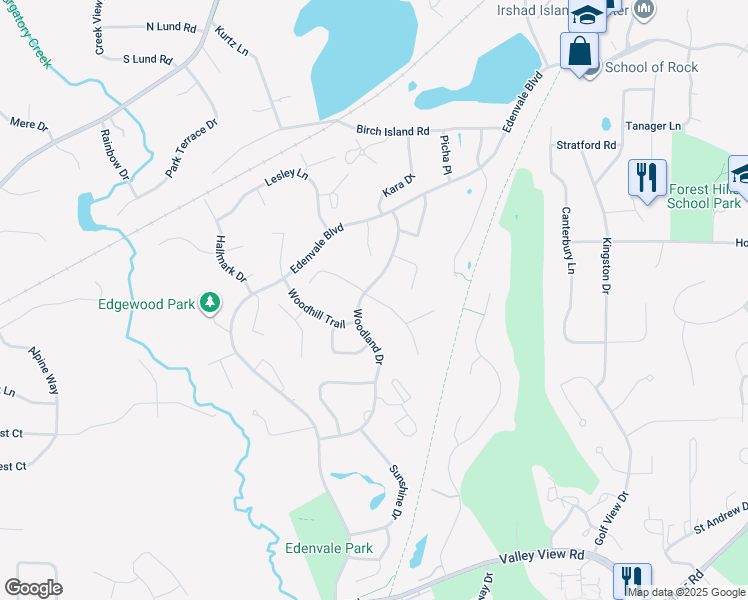 map of restaurants, bars, coffee shops, grocery stores, and more near 15005 Ironwood Court in Eden Prairie