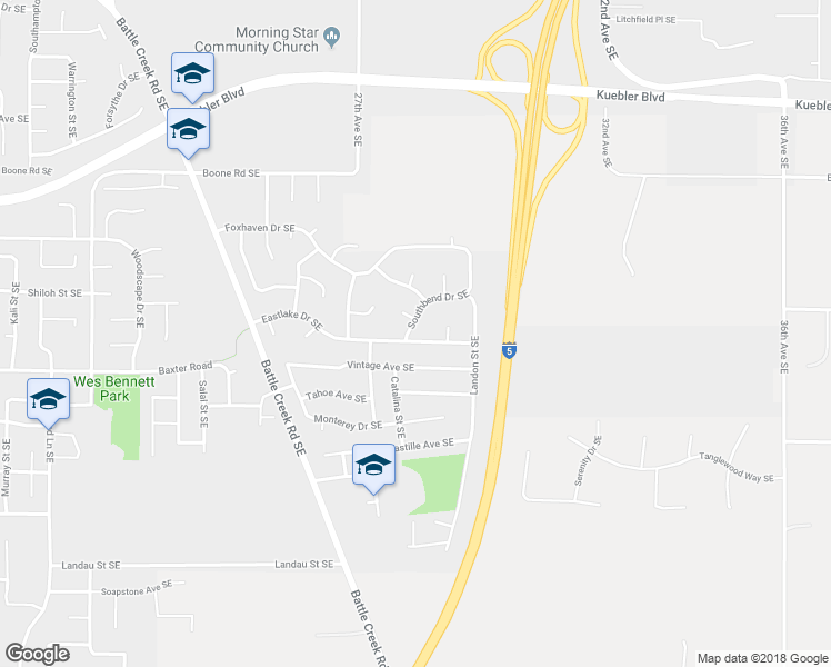 map of restaurants, bars, coffee shops, grocery stores, and more near 5276 Southbend Drive Southeast in Salem