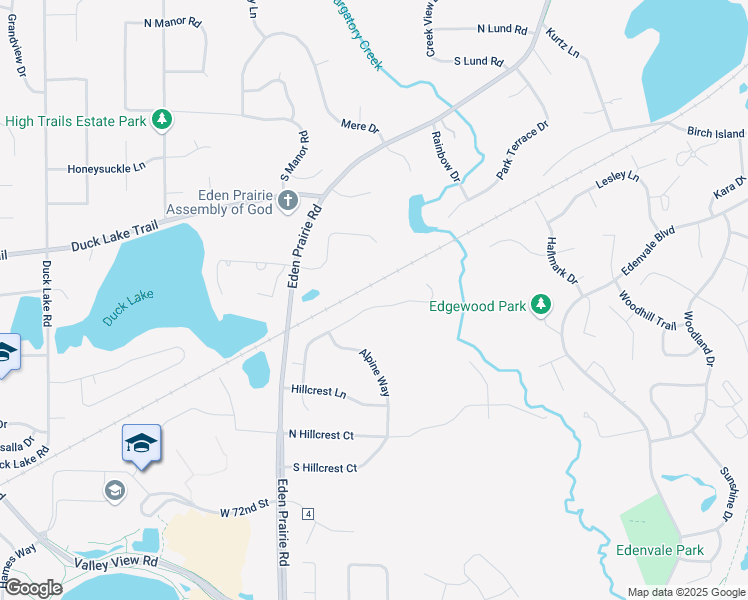 map of restaurants, bars, coffee shops, grocery stores, and more near 6886 Alpine Trail in Eden Prairie