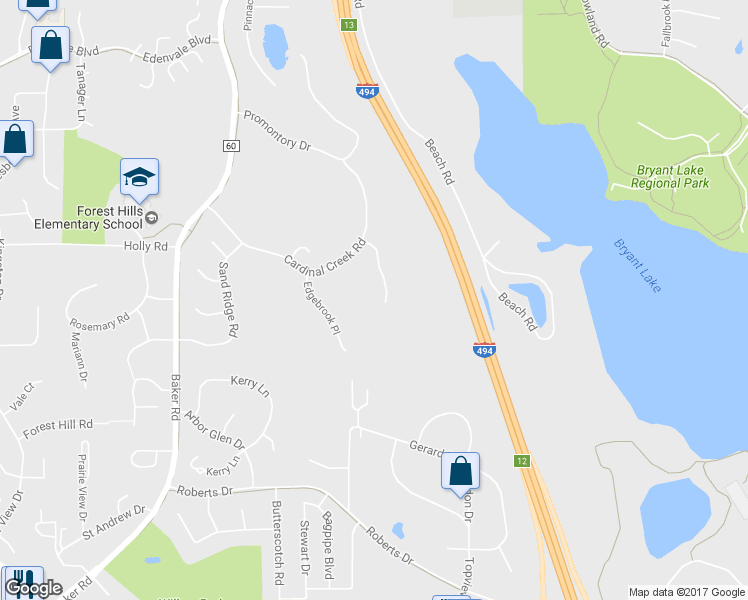 map of restaurants, bars, coffee shops, grocery stores, and more near 6880 Stonewood Court in Eden Prairie