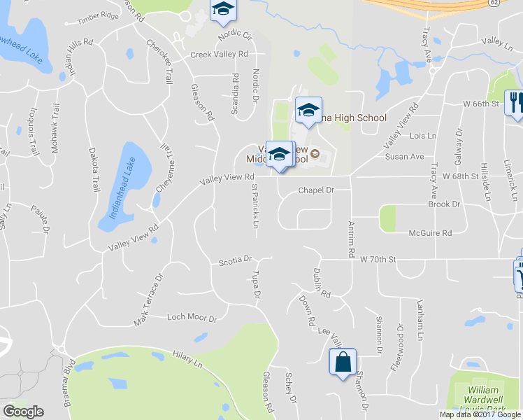map of restaurants, bars, coffee shops, grocery stores, and more near 6817 Saint Patricks Lane in Edina