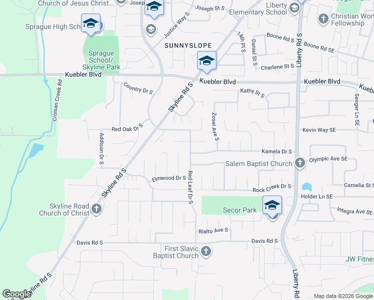 map of restaurants, bars, coffee shops, grocery stores, and more near 5325 Red Leaf Drive South in Salem