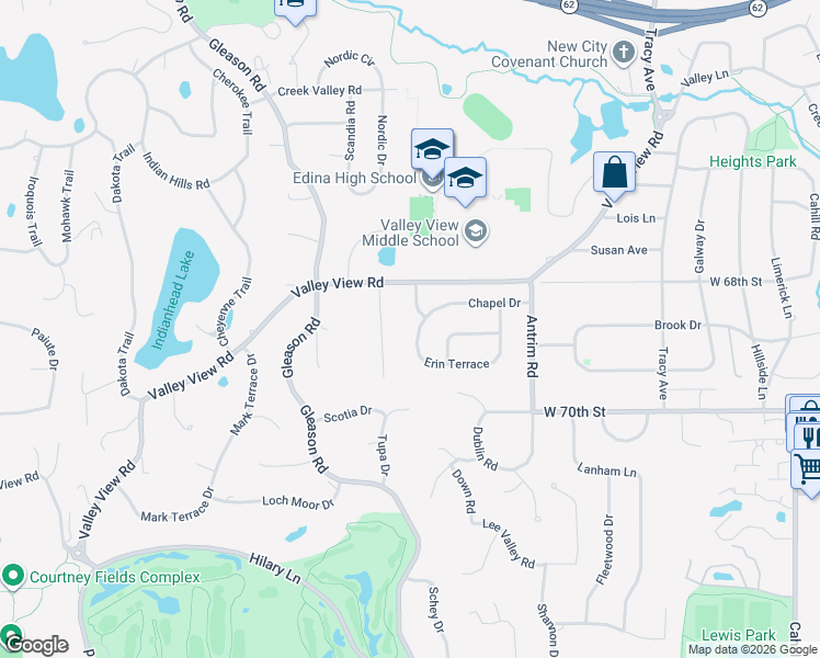 map of restaurants, bars, coffee shops, grocery stores, and more near 6821 Chapel Lane in Edina