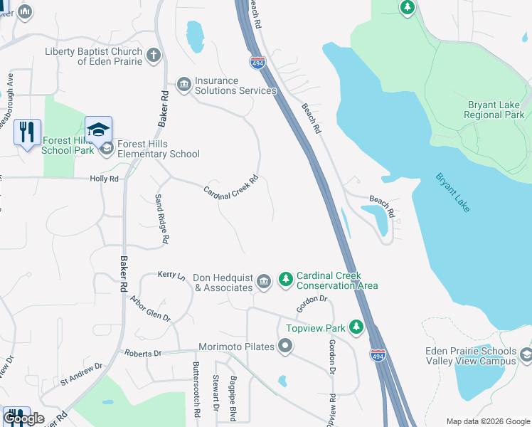 map of restaurants, bars, coffee shops, grocery stores, and more near 6880 Stonewood Court in Eden Prairie
