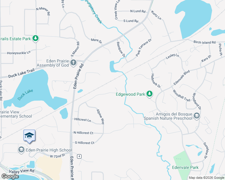 map of restaurants, bars, coffee shops, grocery stores, and more near 6826 Alpine Trail in Eden Prairie