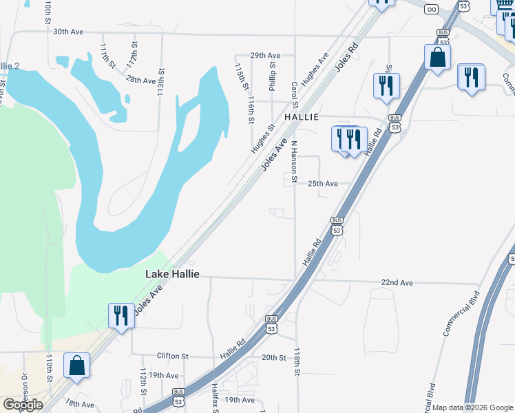 map of restaurants, bars, coffee shops, grocery stores, and more near 2513 County Highway OO in Chippewa Falls
