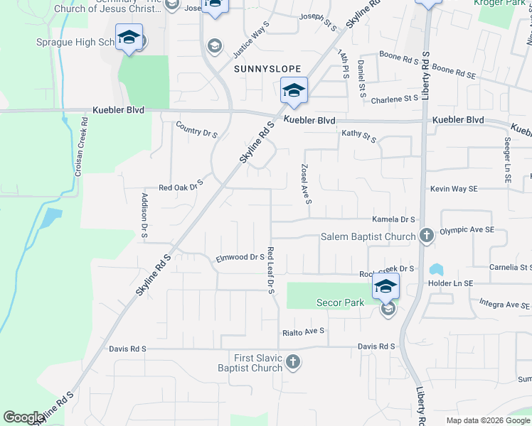 map of restaurants, bars, coffee shops, grocery stores, and more near 5325 Red Leaf Drive South in Salem