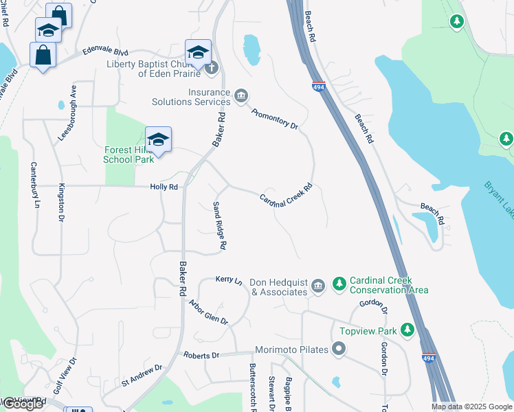 map of restaurants, bars, coffee shops, grocery stores, and more near 13226 Cardinal Creek Road in Eden Prairie