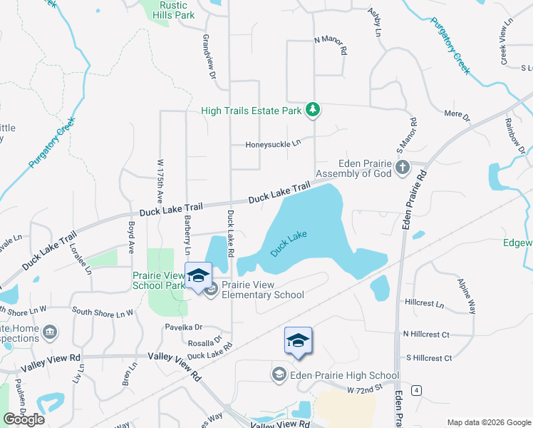 map of restaurants, bars, coffee shops, grocery stores, and more near 6831 Lillian Lane in Eden Prairie