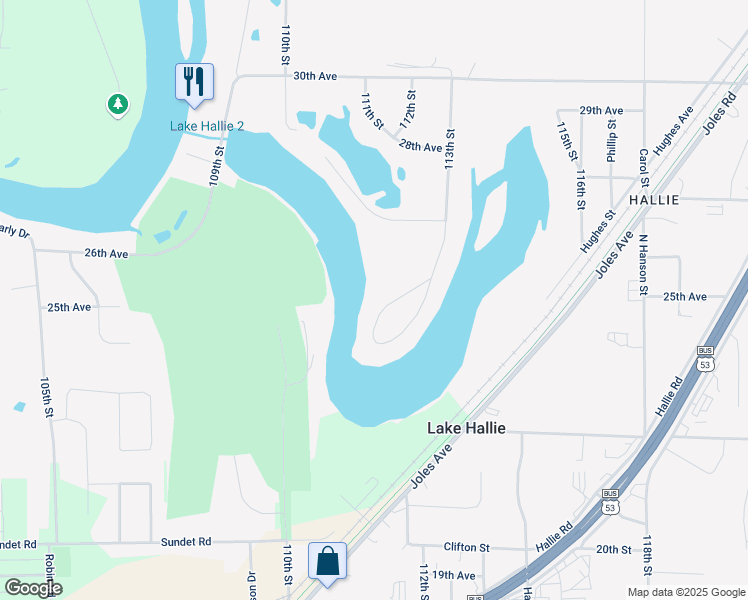 map of restaurants, bars, coffee shops, grocery stores, and more near 2300 113th Street in Chippewa Falls
