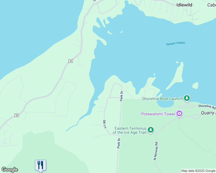 map of restaurants, bars, coffee shops, grocery stores, and more near 4335 Park Drive Shores in Sturgeon Bay