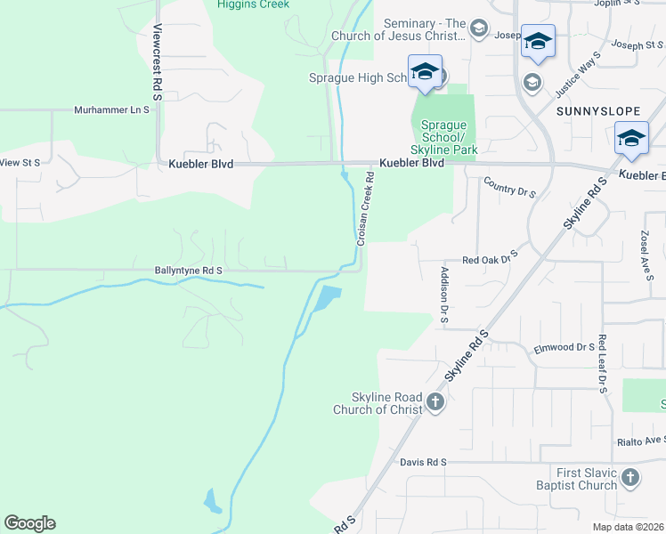 map of restaurants, bars, coffee shops, grocery stores, and more near 2771 Ballyntyne Road South in Salem