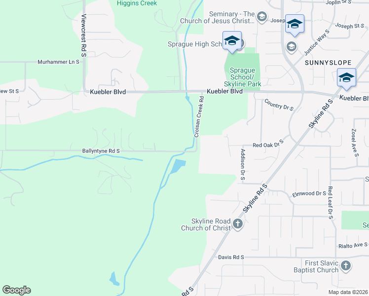 map of restaurants, bars, coffee shops, grocery stores, and more near Ballantyne Rd S in Salem