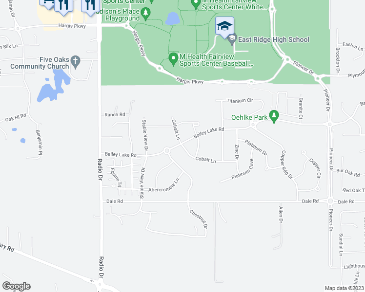 map of restaurants, bars, coffee shops, grocery stores, and more near 4598 Cobalt Lane in Woodbury