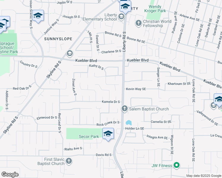 map of restaurants, bars, coffee shops, grocery stores, and more near 5230 14th Place South in Salem