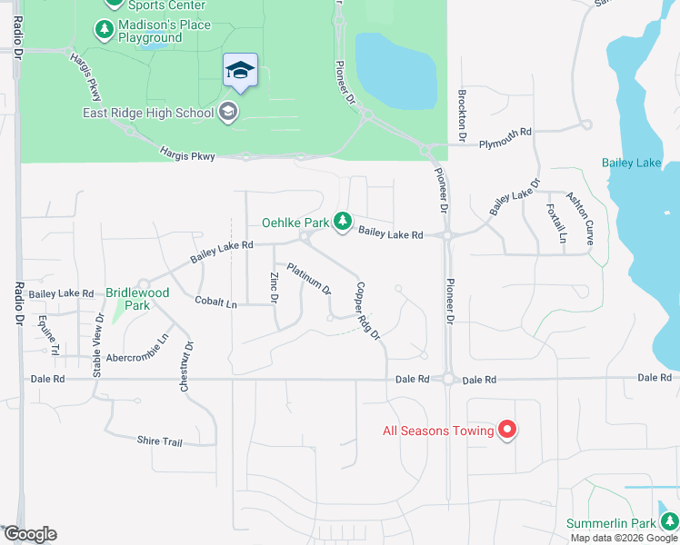 map of restaurants, bars, coffee shops, grocery stores, and more near 4638 Copper Ridge Dr in Woodbury