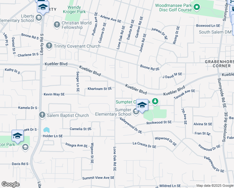 map of restaurants, bars, coffee shops, grocery stores, and more near 5240 Lone Oak Road Southeast in Salem