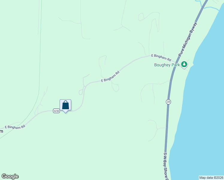 map of restaurants, bars, coffee shops, grocery stores, and more near 9988 East Bingham Road in Traverse City