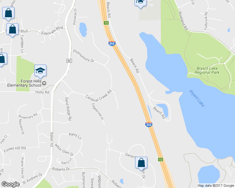 map of restaurants, bars, coffee shops, grocery stores, and more near 6821 Stonewood Court in Eden Prairie