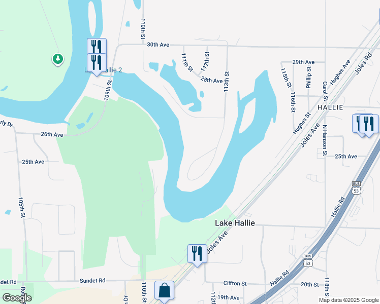 map of restaurants, bars, coffee shops, grocery stores, and more near 2300 113th Street in Chippewa Falls