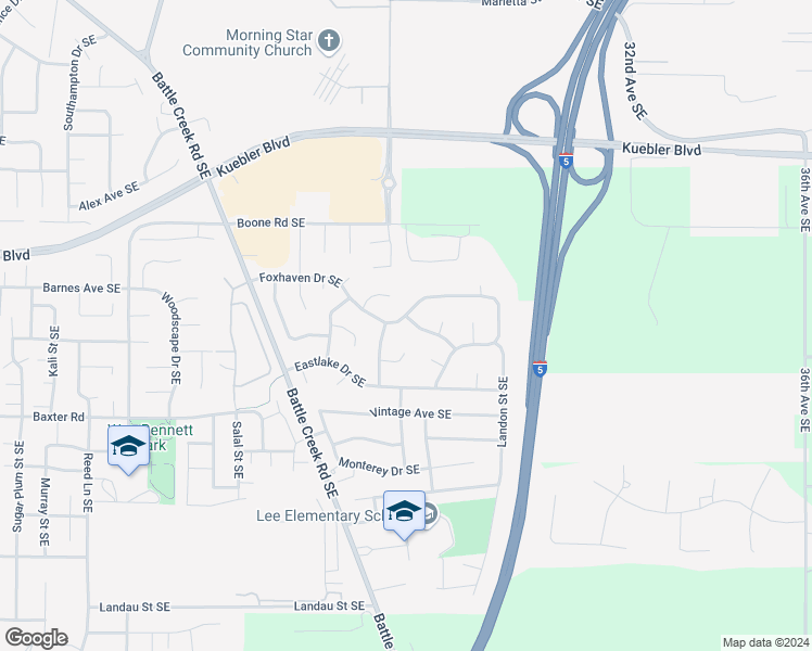 map of restaurants, bars, coffee shops, grocery stores, and more near 2750 Miners Way Southeast in Salem