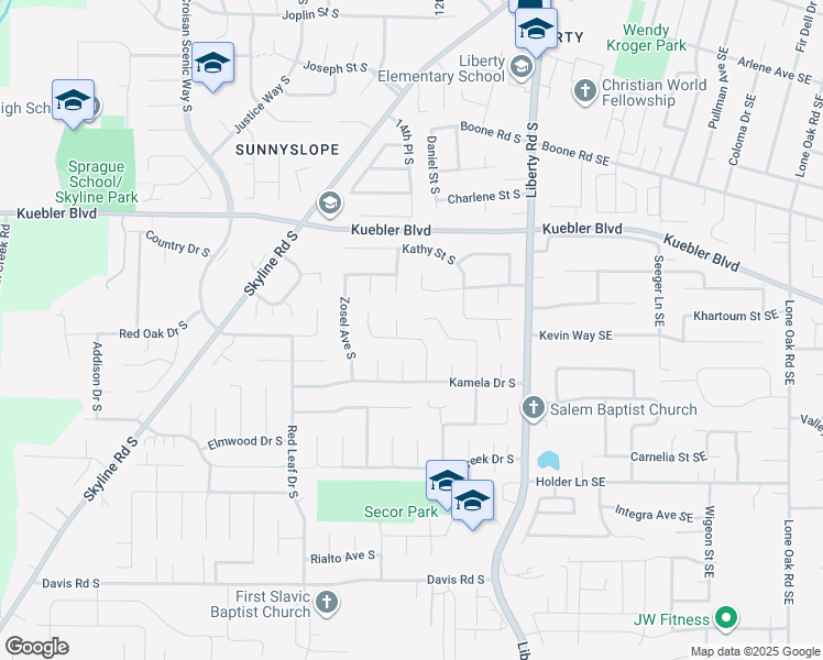 map of restaurants, bars, coffee shops, grocery stores, and more near 5240 Chapman Street South in Salem