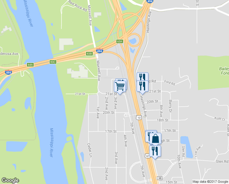 map of restaurants, bars, coffee shops, grocery stores, and more near 245 21st Street in Newport