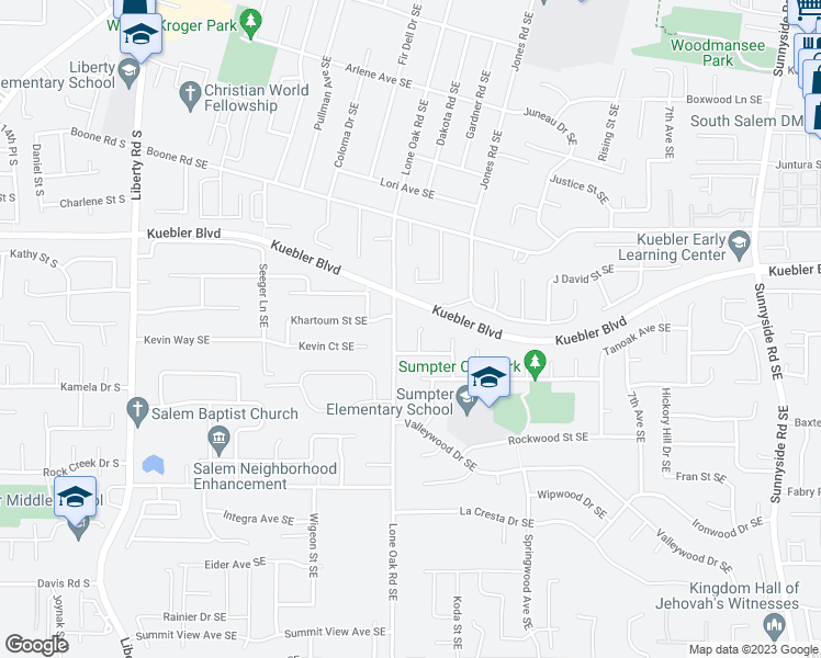 map of restaurants, bars, coffee shops, grocery stores, and more near 5215 Edgecrest Court Southeast in Salem