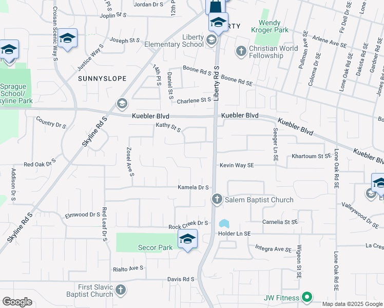 map of restaurants, bars, coffee shops, grocery stores, and more near 5230 14th Place South in Salem