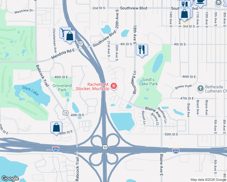 map of restaurants, bars, coffee shops, grocery stores, and more near 4733 Blaine Avenue in Inver Grove Heights