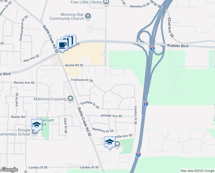 map of restaurants, bars, coffee shops, grocery stores, and more near 2750 Miners Way Southeast in Salem