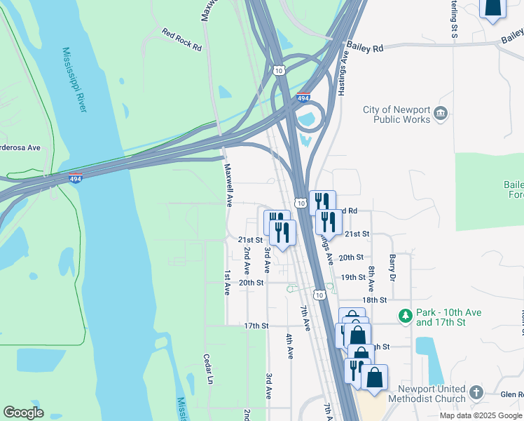 map of restaurants, bars, coffee shops, grocery stores, and more near 2190 2nd Avenue in Newport